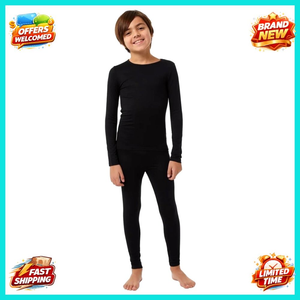 Kids Thermal Underwear Set, Lightweight Baselayer Top & Pant